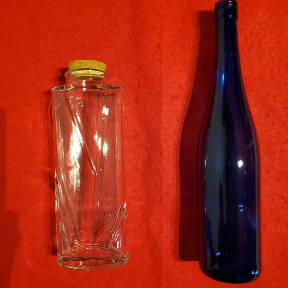 2 Collectors Bottles Cobalt Blue & Clear Decorative - Save $ - Picture 1 of 9